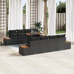 vidaXL Ensemble de Salle à Manger de Jardin de 9 Pièces avec Coussins Noir Rattan Poly Acacia
