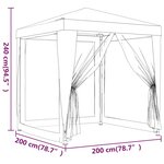 vidaXL Tente de réception avec 4 parois latérales en maille 2x2m Blanc
