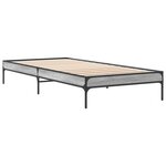 vidaXL Cadre de lit sonoma gris 90x200 cm bois d'ingénierie et métal