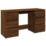 Bureau table poste de travail meuble d'ordinateur informatique étude chêne 140 x 50 x 77 cm bois d'ingénierie brun 02_0023620