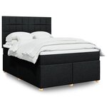 vidaXL Sommier à lattes de lit avec matelas Noir 140x190 cm Tissu
