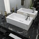 vidaXL Vasque + trou de robinet Céramique Blanc 46 x 25 5 x 12 cm