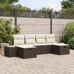 vidaXL Ensemble de canapé de jardin 6 pièces avec coussins marron en rattan synthétique