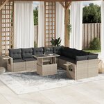 vidaXL Salon de jardin 11 Pièces avec coussins gris clair résine tressée