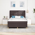Lit à ressorts avec matelas vidaXL Marron foncé 160x200 cm Tissu