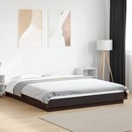 vidaXL Cadre de lit avec lumières LED noir 150x200cm bois d'ingénierie