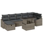 vidaXL Ensemble de 8 pièces de canapés de jardin avec coussins en Grey Poly Rattan