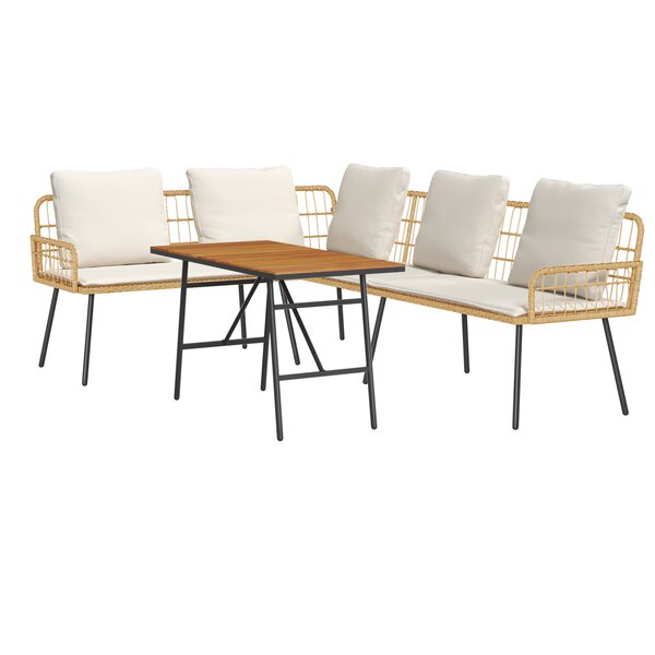 Ensemble de canapé de jardin 2 pièces avec coussins en poly rotin naturel