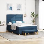 vidaXL Lit à ressorts avec matelas et banc Bleu 160x200 cm Tissu
