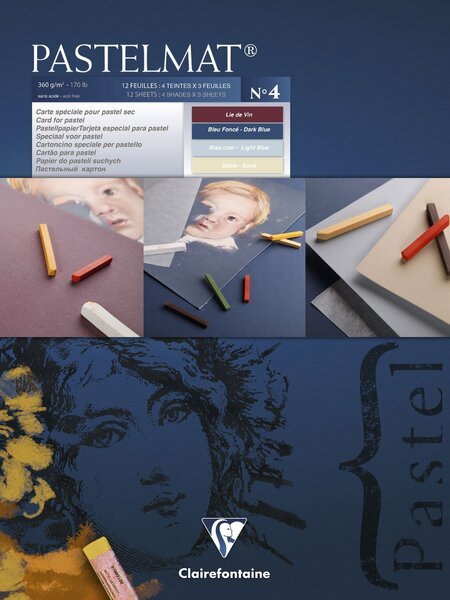 Bloc Pastelmat n°4 24 x 30 cm 12F 360g 4 teintes CLAIREFONTAINE