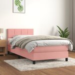 vidaXL Sommier à lattes de lit avec matelas Rose 90x200 cm Velours