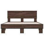 vidaXL Cadre de lit chêne marron 140x190 cm bois d'ingénierie et métal
