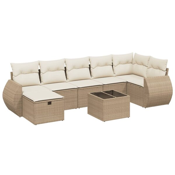 vidaXL Salon de jardin avec coussins 8 Pièces beige résine tressée