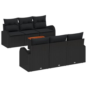 vidaXL Ensemble de Canapés de Jardin 7 Pièces Coussins Noir Rotin Synthétique Acier