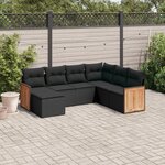vidaXL Salon de jardin 7 Pièces avec coussins noir résine tressée