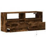 vidaXL Meuble TV mural avec lumières LED chêne fumé 100x31x45 cm