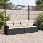 vidaXL Salon de jardin 4 Pièces avec coussins noir résine tressée
