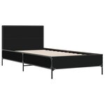 vidaXL Cadre de lit noir 90x200 cm bois d'ingénierie et métal