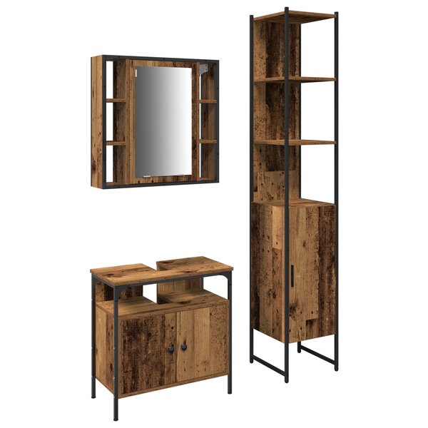vidaXL Meuble sous lavabo avec lavabo intégré en bois vieilli en bois d'ingénierie