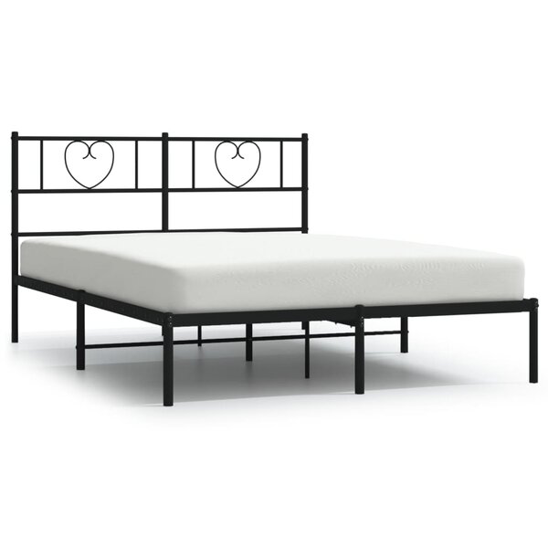 vidaXL Cadre de lit métal sans matelas avec tête de lit noir 120x190cm