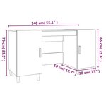 vidaXL Bureau Sonoma gris 140x50x75 cm Bois d'ingénierie