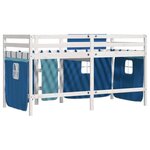 vidaXL Lit mezzanine enfants et rideaux bleu 90x190cm bois pin massif