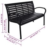 vidaXL Banc de jardin Noir 116 cm Acier et WPC