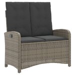 vidaXL Ensemble à manger de jardin et coussins 2 Pièces gris rotin