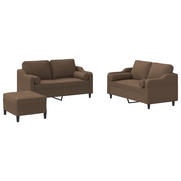 vidaXL Ensemble de canapés 3 Pièces avec coussins marron tissu