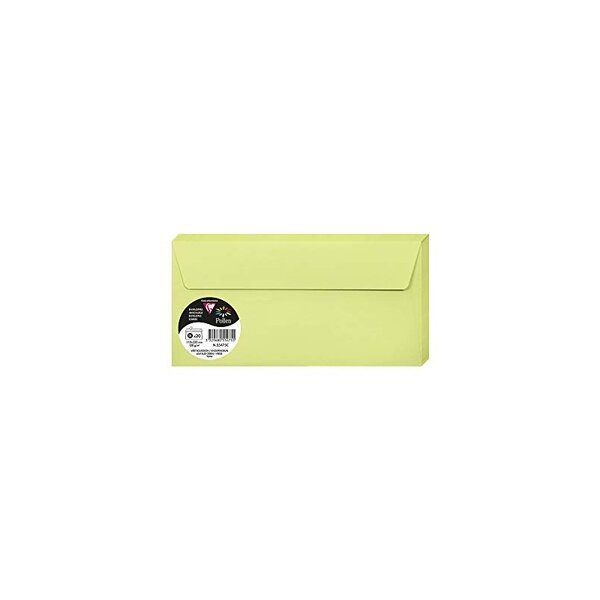Lot de 20 enveloppes Clairefontaine auto-adhésives 11x22 cm 120g, Vert bourgeon