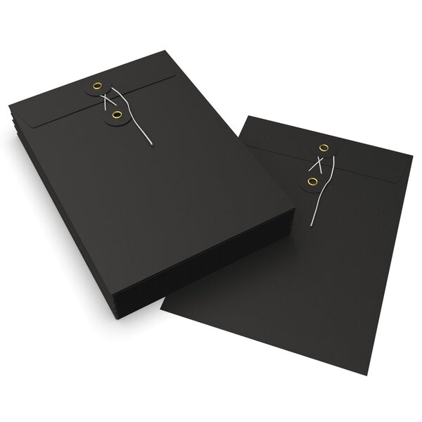 Lot de 20 enveloppes à rondelle et ficelle noir 229x162