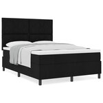 vidaXL Lit à ressorts avec matelas noir 160x200 cm en tissu