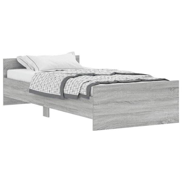vidaXL Cadre de lit sonoma gris 100x200 cm bois d'ingénierie