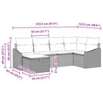 vidaXL Ensemble de 6 canapés de jardin avec coussins noir poly rattan