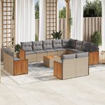 vidaXL Salon de jardin avec coussins 13 Pièces beige résine tressée