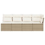 vidaXL Canapé de jardin avec coussins 4 places beige résine tressée