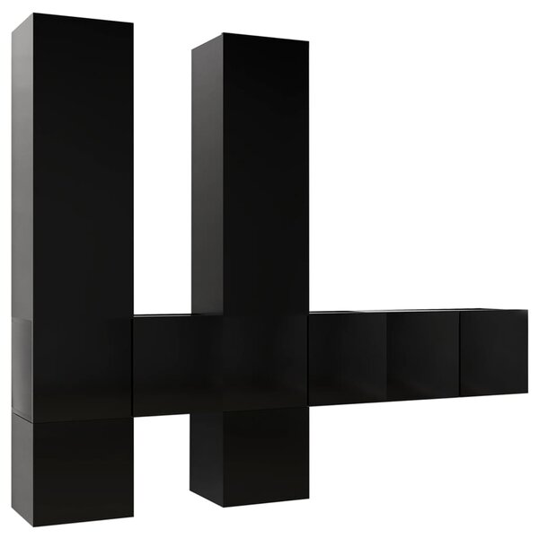 vidaXL Ensemble de meubles TV 7 Pièces Noir Bois d'ingénierie