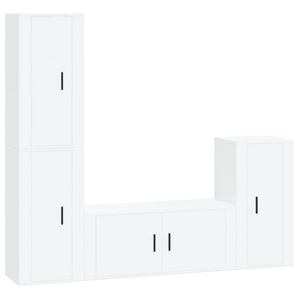 vidaXL Ensemble de meubles TV 4 Pièces Blanc brillant Bois d'ingénierie