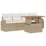 Ensemble de Canapé de Jardin 5 Pièces avec Coussins Beige Rattan Synthétique