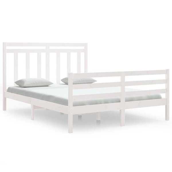 vidaXL Cadre de lit sans matelas blanc 150x200 cm bois massif