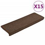 vidaXL Tapis d'escalier 15 Pièces 65x21x4 cm Marron