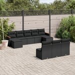 vidaXL Salon de jardin 10 Pièces avec coussins noir résine tressée