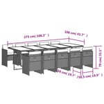 vidaXL Ensemble à manger de jardin 11 Pièces coussins noir résine tressée
