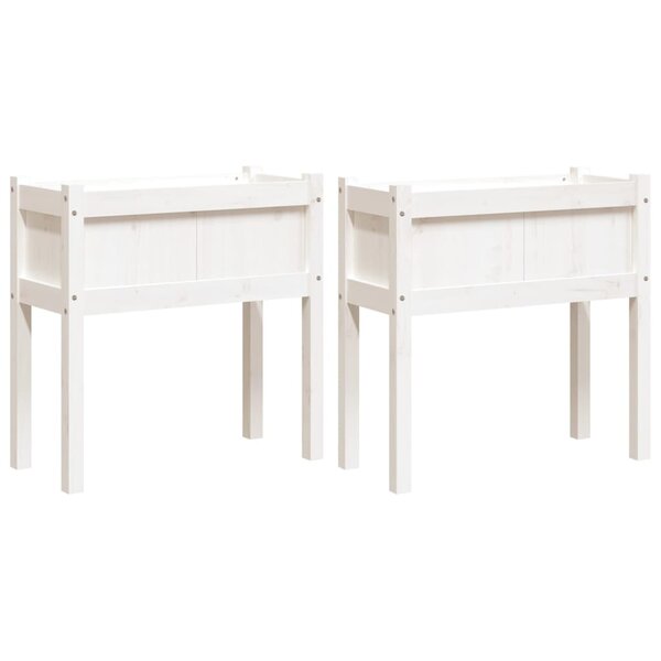 vidaXL Jardinières 2 Pièces avec pieds blanc bois de pin massif