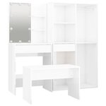 vidaXL Ensemble de coiffeuse avec LED Blanc brillant Bois d'ingénierie