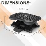 ACROPAQ Repose Pied Bureau ergonomique Antidérapant  Surface avec Picots - 3 hauteurs réglables- Réglage de l'angle de l'inclinaison