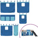 vidaXL Lit superposé avec toboggan et rideaux bleu 90x200 cm