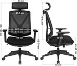Chaise de bureau avec repose pied fauteuil de bureau ergonomique en filet mécanisme basculant (90-135°) charge max. 150 kg noir 12_0000410