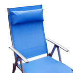 Outsunny transat chaise longue bain de soleil pliable dossier inclinable multi-positions têtière fournie 137L x 64l x 101H cm métal époxy textilène bleu