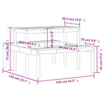 vidaXL Table de pique-nique cire marron 110x134x75 cm bois massif pin